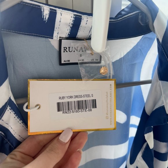 RUNAWAY The Label Ruby Blue Shirt Satin Dress - Picture 3 of 6